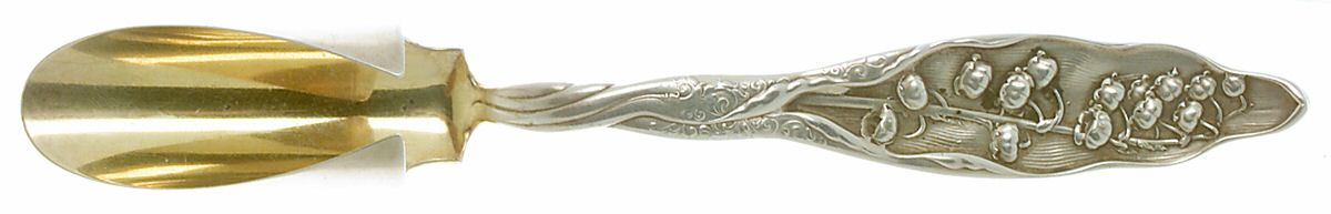 Lily of The Valley (Sterling, 1885, No Monograms) Solid Large Cheese Scoop by Whiting Manf Co-1