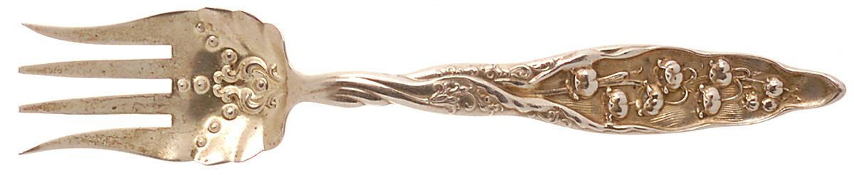 Lily of The Valley (Sterling, 1885, No Monograms) Fork-Chipped Beef/Small-Decorated Bowl by Whiting Manf Co-1