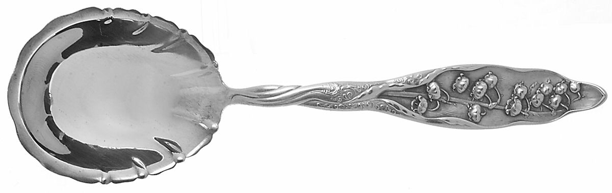 Lily of The Valley (Sterling, 1885, No Monograms) Small Solid Berry/Casserole Spoon by Whiting Manf Co-1