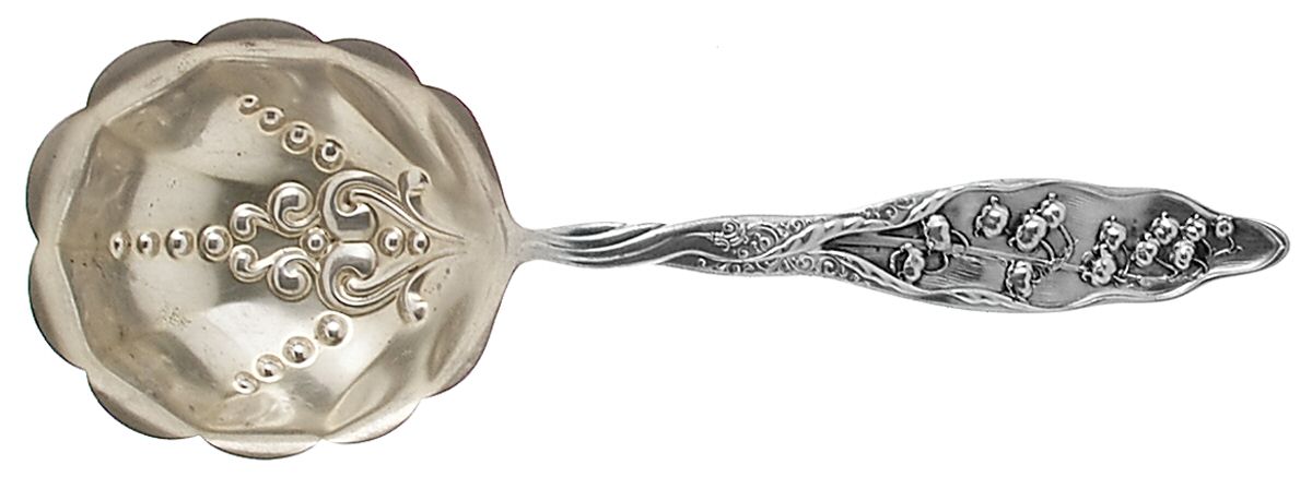 Lily of The Valley (Sterling, 1885, No Monograms) Small Solid Berry/Casserole Spoon by Whiting Manf Co-1
