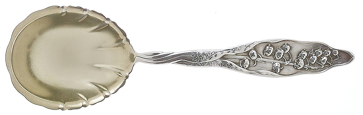 Lily of The Valley (Sterling, 1885, No Monograms) Small Solid Berry/Casserole Spoon by Whiting Manf Co-1
