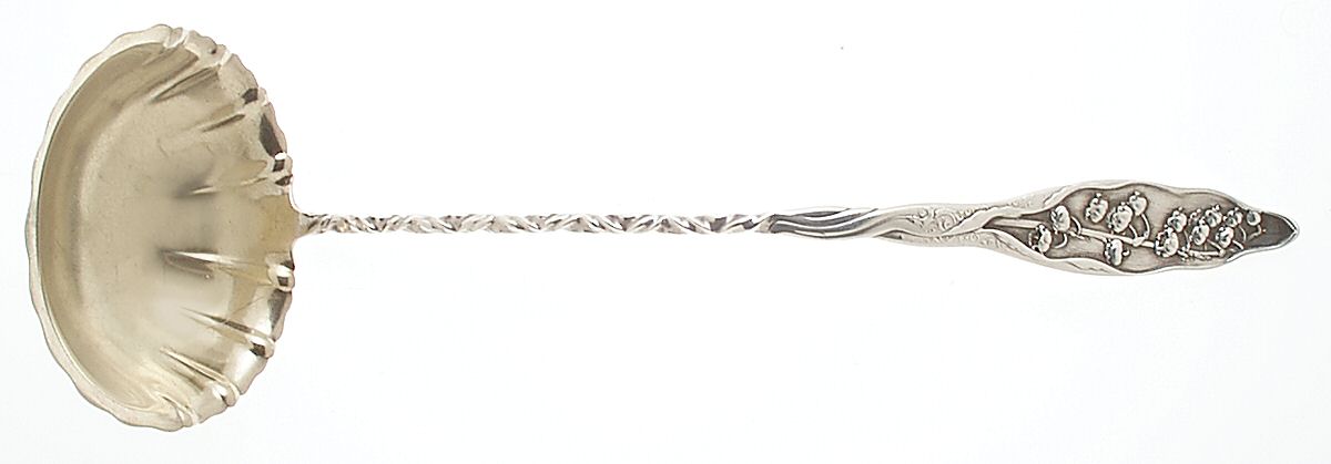 Lily of The Valley (Sterling, 1885, No Monograms) Solid Small Soup Ladle with Twisted Handle by Whiting Manf Co-1