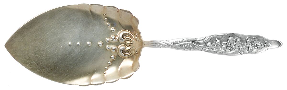 Lily of The Valley (Sterling, 1885, No Monograms) Large Solid Pie Knife by Whiting Manf Co-1