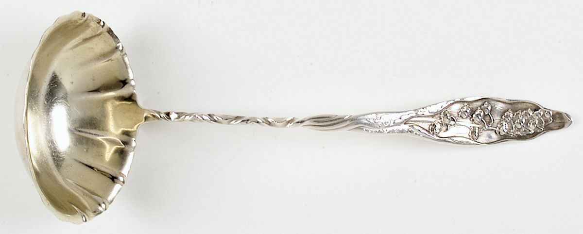Lily of The Valley (Sterling, 1885, No Monograms) Oyster Ladle Solid Piece by Whiting Manf Co-1