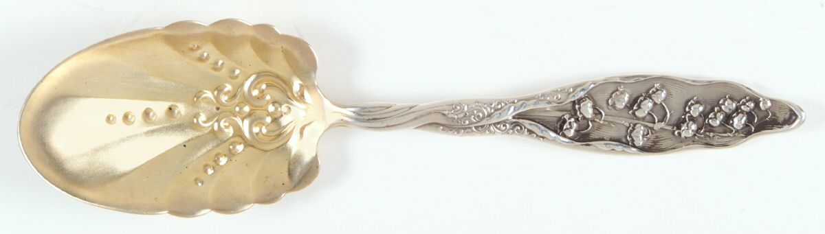 Lily of The Valley (Sterling, 1885, No Monograms) Solid Salad Serving Spoon by Whiting Manf Co-1