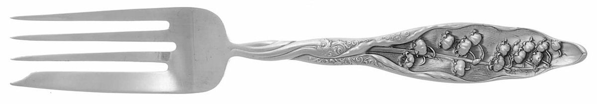 Lily of The Valley (Sterling, 1885, No Monograms) Large Solid Cold Meat Serving Fork by Whiting Manf Co-1