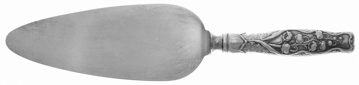 Lily of The Valley (Sterling, 1885, No Monograms) Pie Server with Silverplate Blade by Whiting Manf Co-1