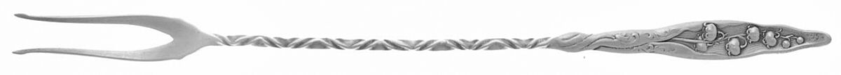 Lily of The Valley (Sterling, 1885, No Monograms) Olive Fork W/Long Twist Handle by Whiting Manf Co-1