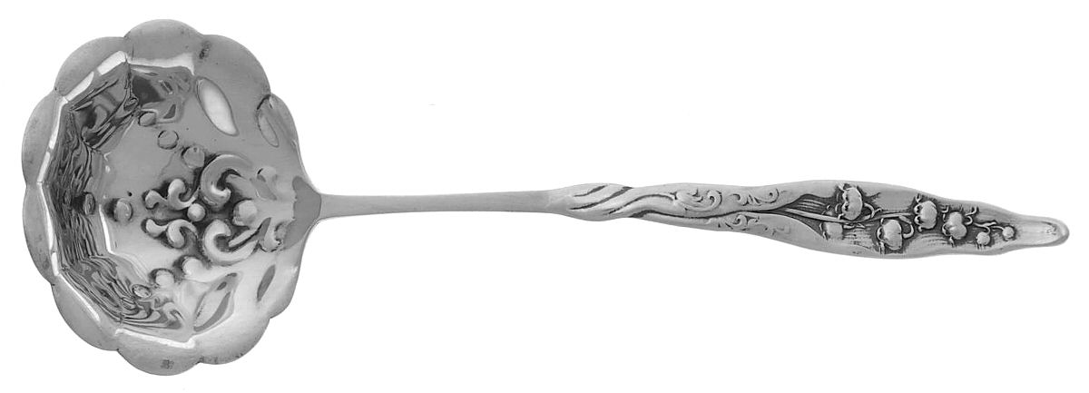 Lily of The Valley (Sterling, 1885, No Monograms) Solid Piece Cream Ladle by Whiting Manf Co-1
