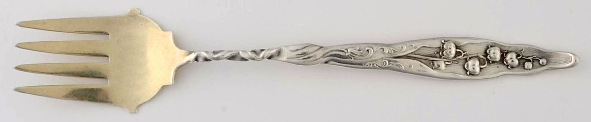 Lily of The Valley (Sterling, 1885, No Monograms) Small Ramekin Fork by Whiting Manf Co-1