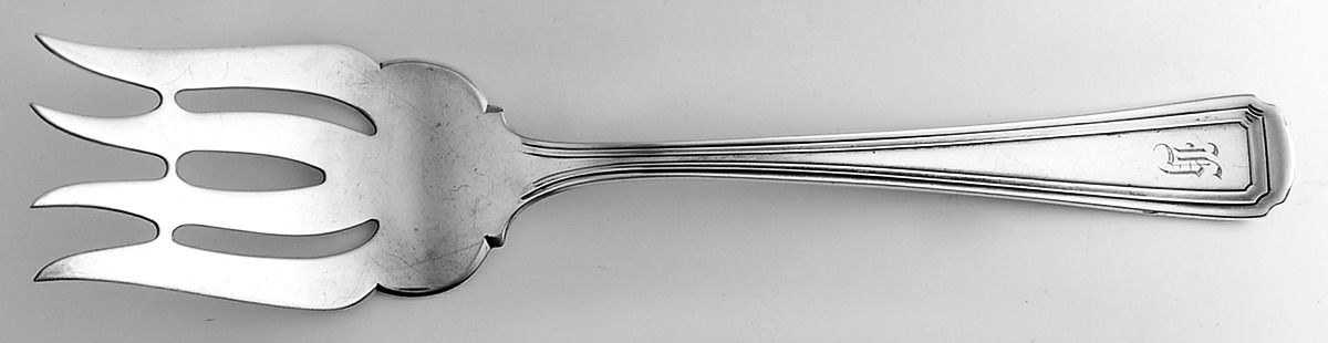 Livingston (Sterling, 1914-1915) Medium Solid Cold Meat Serving Fork by Whiting Manf Co-1