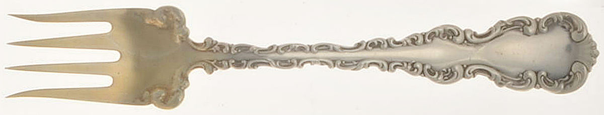 Louis XV (Sterling, 1891) Small Chipped Beef Fork by Whiting Manf Co-1