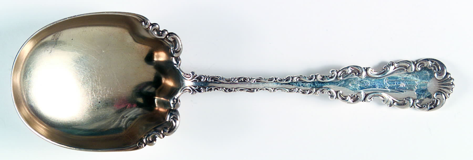 Louis XV (Sterling, 1891) Small Solid Berry/Casserole Spoon by Whiting Manf Co-1