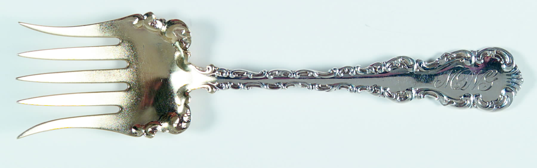 Louis XV (Sterling, 1891) Large Solid Tined Sardine Serving Fork by Whiting Manf Co-1
