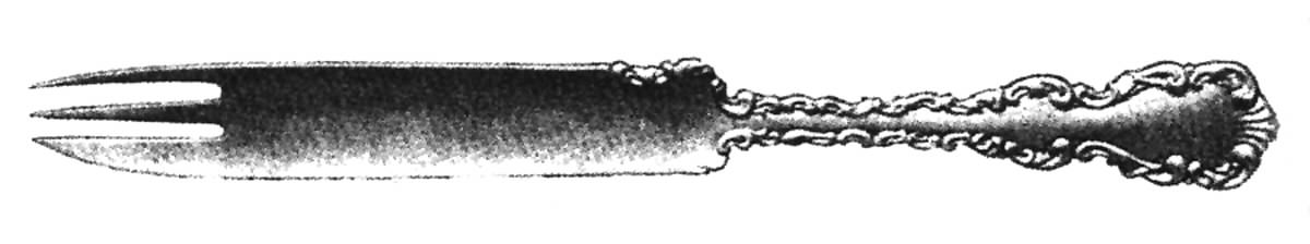 Louis XV (Sterling, 1891) Individual Flat Solid Melon Fork/Knife by Whiting Manf Co-1