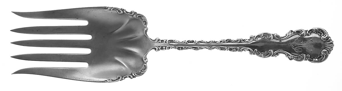 Louis XV (Sterling, 1891) Large Solid Fish Serving Fork by Whiting Manf Co-1