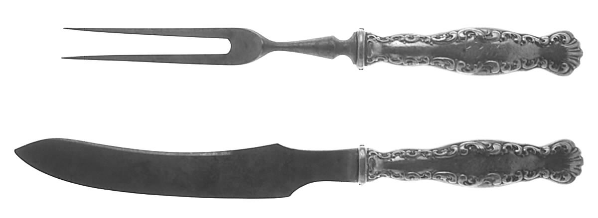 Louis XV (Sterling, 1891) 2 Pc Individual Bird Carving Set w/Stainless Blade by Whiting Manf Co-1