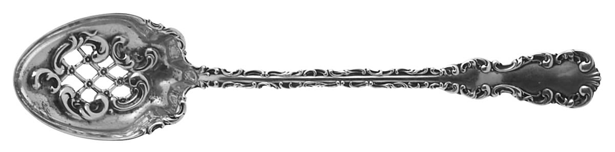 Louis XV (Sterling, 1891) Pierced Bowl Short Handle Olive Spoon by Whiting Manf Co-1