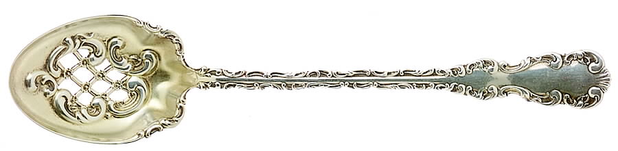 Louis XV (Sterling, 1891) Pierced Bowl Short Handle Olive Spoon by Whiting Manf Co-1