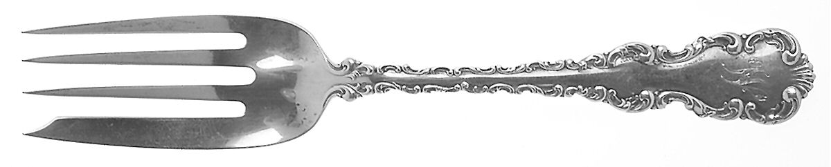 Louis XV (Sterling, 1891) Medium Solid Cold Meat Serving Fork by Whiting Manf Co-1