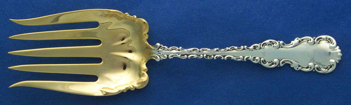 Louis XV (Sterling, 1891) Small Solid Fish Serving Fork by Whiting Manf Co-1