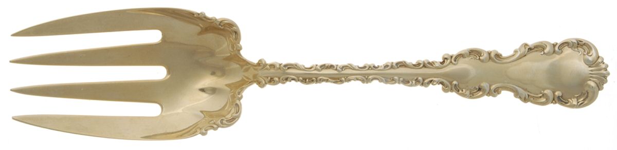 Louis XV (Sterling, 1891) Solid Salad Serving Fork by Whiting Manf Co-1