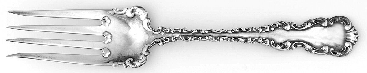 Louis XV (Sterling, 1891) Large Chipped Beef Fork by Whiting Manf Co-1