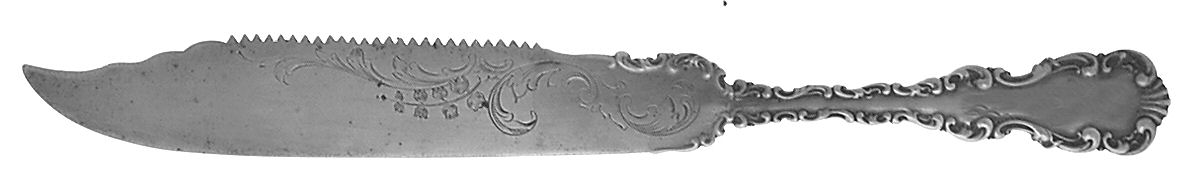 Louis XV (Sterling, 1891) Solid Bright Cut Cake Saw by Whiting Manf Co-1