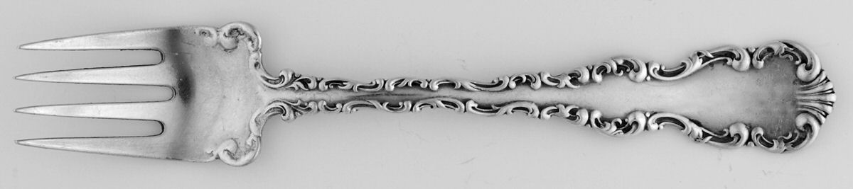 Louis XV (Sterling, 1891) Small Chipped Beef Fork by Whiting Manf Co-1