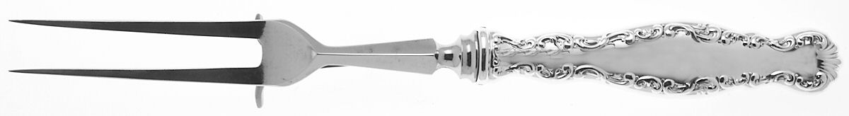 Louis XV (Sterling, 1891) Large Stainless-Prong Roast Carving Fork by Whiting Manf Co-1