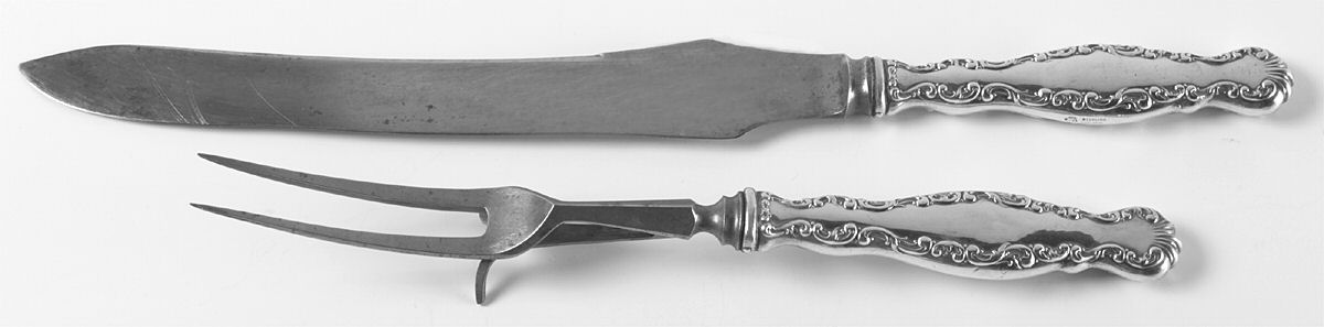 Louis XV (Sterling, 1891) Large 2-Piece Roast Carving Set w/Stainless Blade by Whiting Manf Co-1