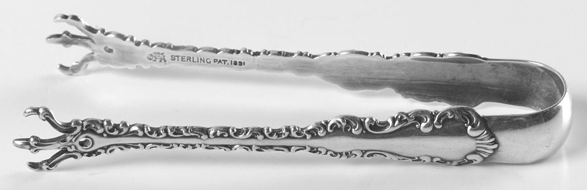 Louis XV (Sterling, 1891) Small Sugar Tongs by Whiting Manf Co-1