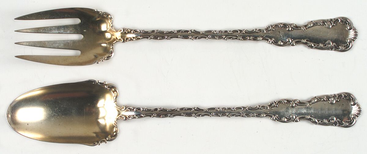 Louis XV (Sterling, 1891) Solid Oversized Serving Salad Set by Whiting Manf Co-1