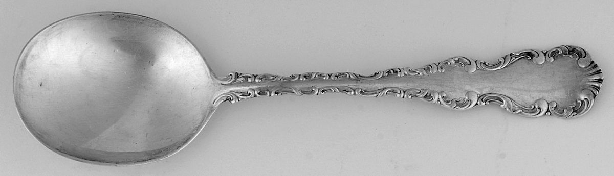 Louis XV (Sterling, 1891) Round Bowl Soup Spoon (Cream Soup) by Whiting Manf Co-1