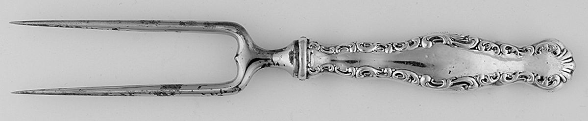Louis XV (Sterling, 1891) Stainless-Prong Game Carving Fork by Whiting Manf Co-1