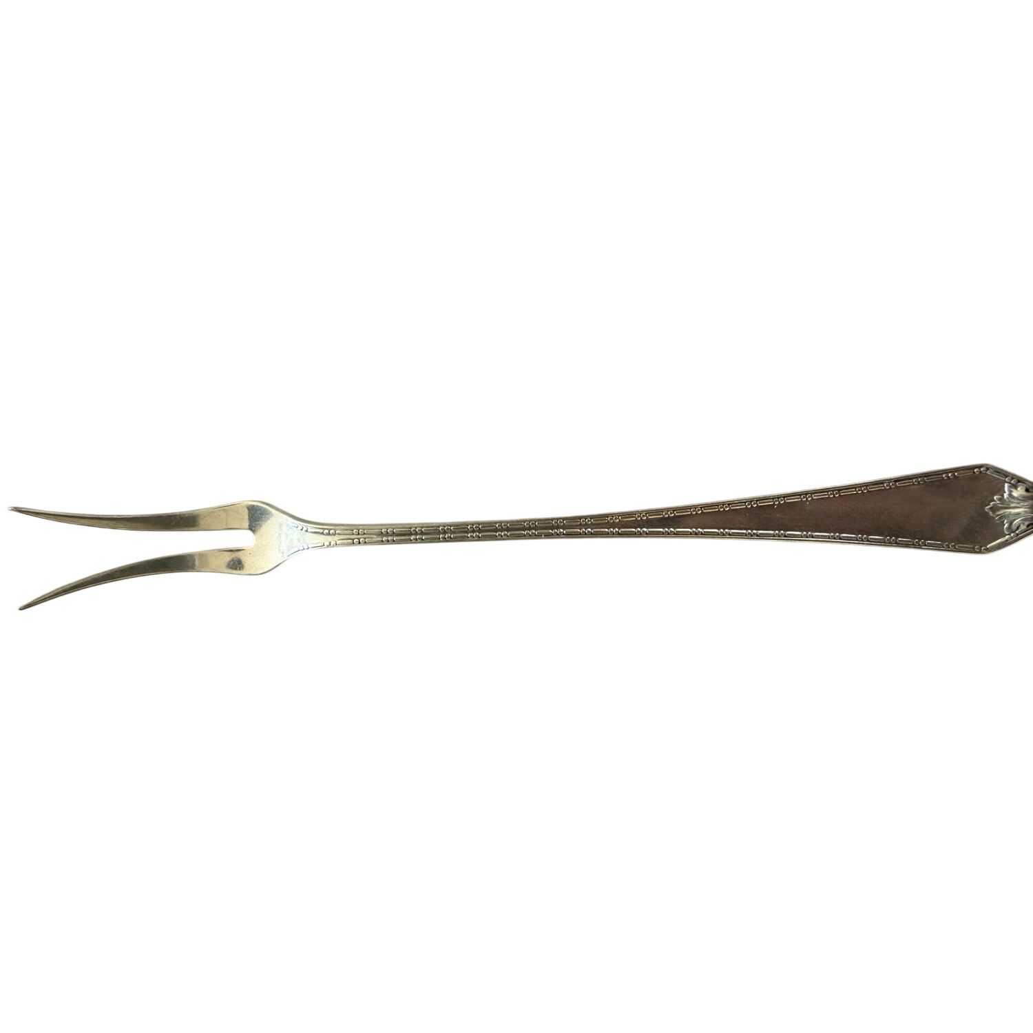 Madam Morris (Sterling, 1909, Monograms) Two-Tine Butter Pick by Whiting Manf Co-1
