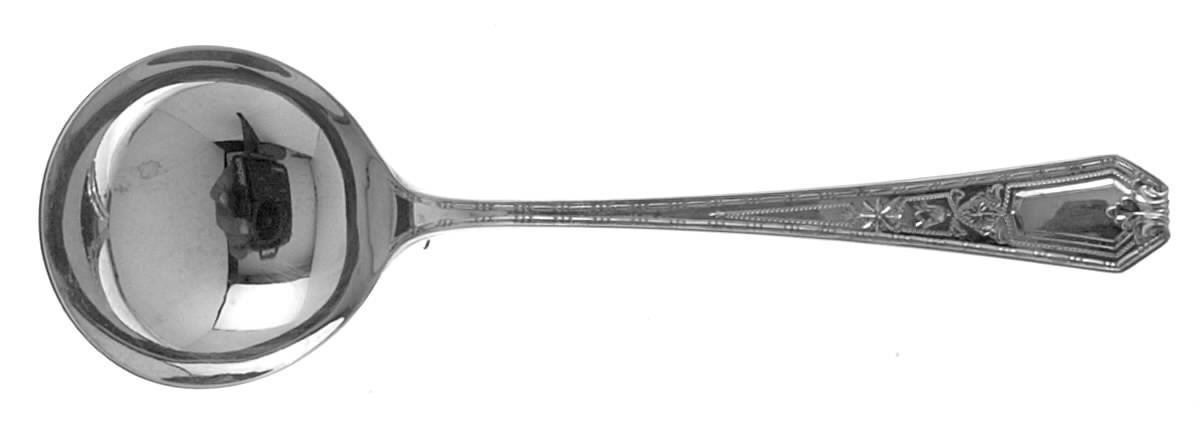 Madam Morris A-Engraved (Sterling, 1909) Round Bowl Soup Spoon (Bouillon) by Whiting Manf Co-1