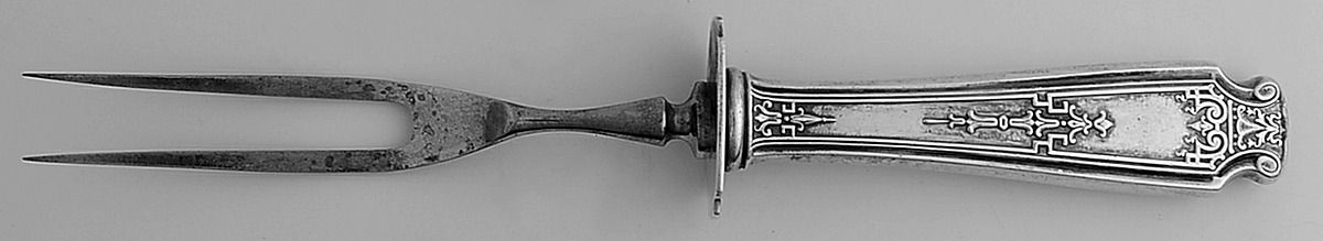 Mandarin (Sterling, 1917-1918) Small Carving Fork W/Sterling Guard by Whiting Manf Co-1