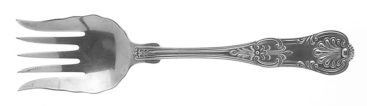Old King (Sterling, 1890) Large Solid Tined Sardine Serving Fork by Whiting Manf Co-1