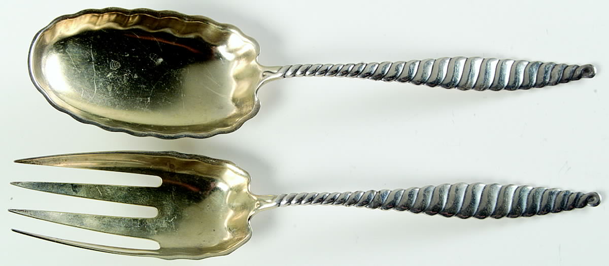 Oval Twist (Sterling, 1880) (2 Pc) Solid Salad Set by Whiting Manf Co-1