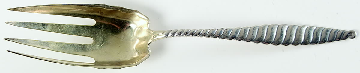 Oval Twist (Sterling, 1880) Solid Salad Serving Fork by Whiting Manf Co-1