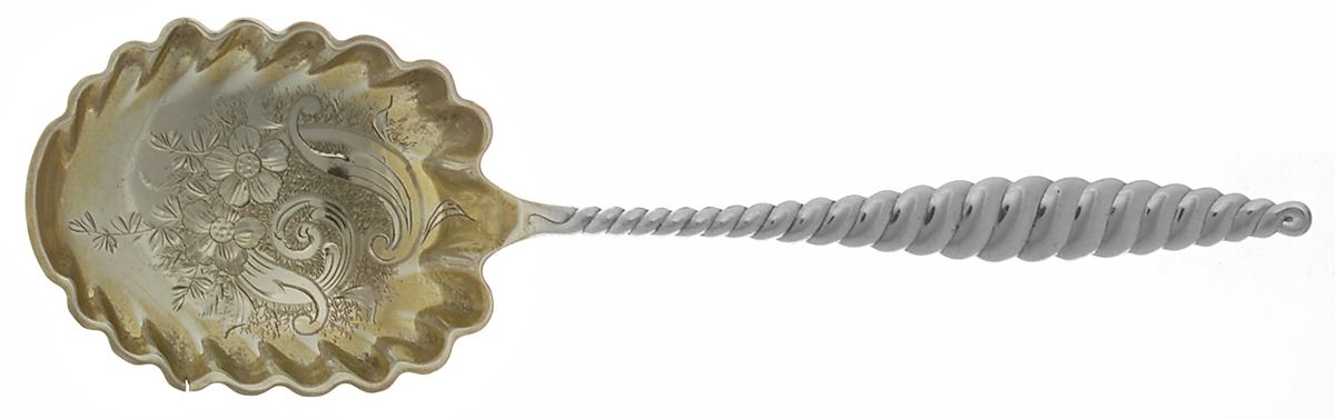 Oval Twist (Sterling, 1880) Brightcut Solid Large Berry/Casserole Spoon by Whiting Manf Co-1