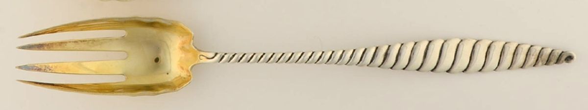 Oval Twist (Sterling, 1880) Oversize Solid Salad Servng Fork by Whiting Manf Co-1