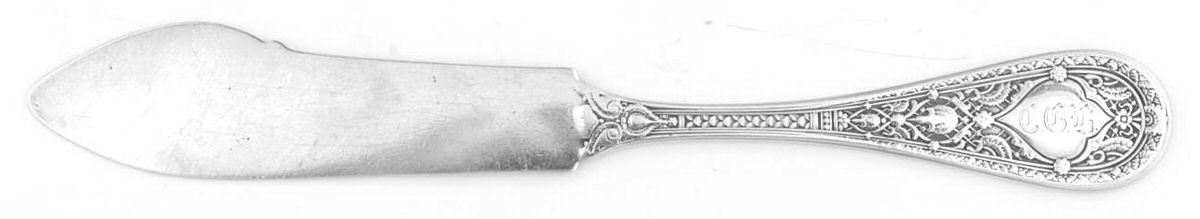 Persian (Sterling, 1880) Monogramed Flat Handle Master Butter Knife by Whiting Manf Co-1