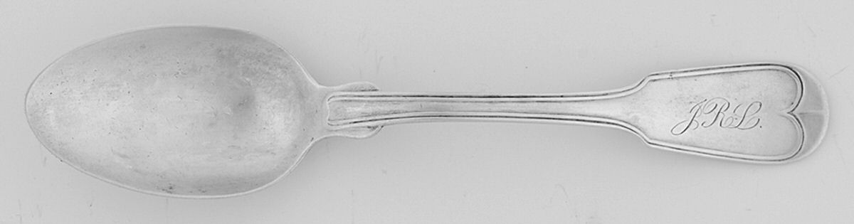 Plain Thread (Sterling, 1870) Monogrammed Oval Dessert/Soup Spoon by Whiting Manf Co-1