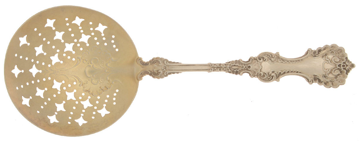 Pompadour (Sterling, 1895-1898) Large Pierced Pea Serving Spoon by Whiting Manf Co-1