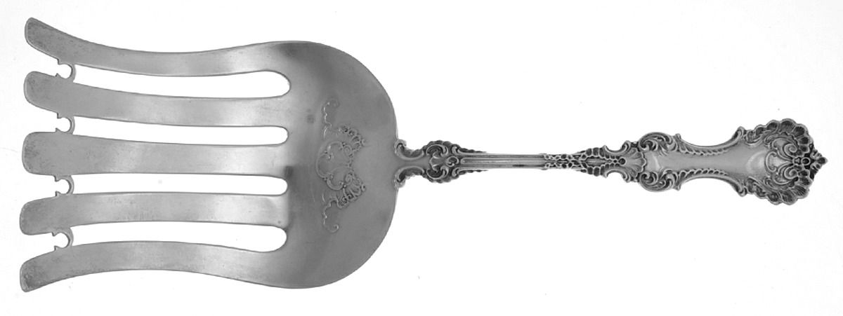 Pompadour (Sterling, 1895-1898) Large Solid Asparagus Serving Fork by Whiting Manf Co-1
