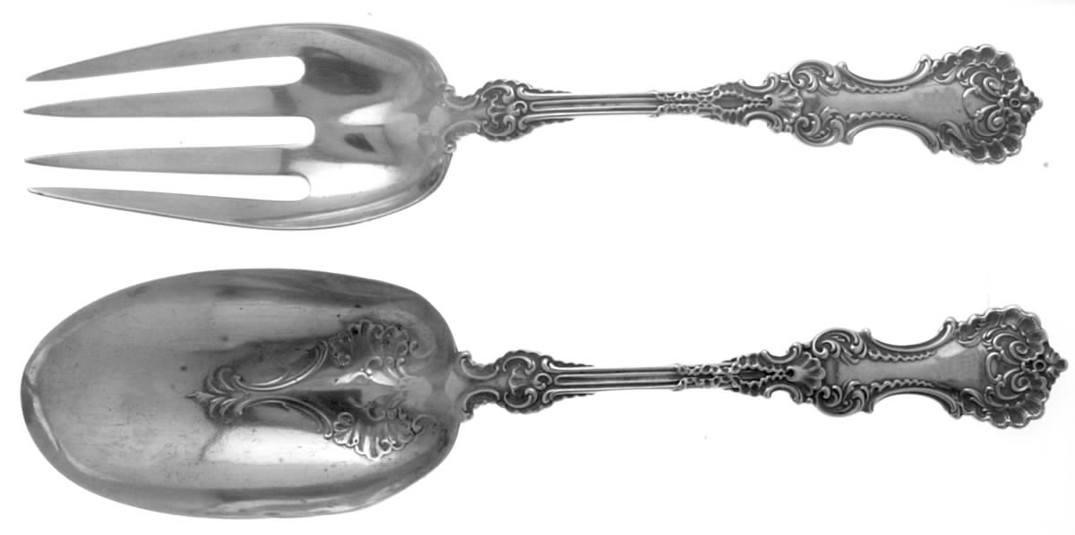 Pompadour (Sterling, 1895-1898) (2 Pc) Solid Salad Set by Whiting Manf Co-1