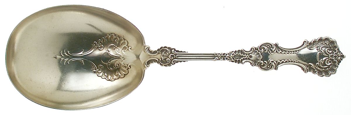 Pompadour (Sterling, 1895-1898) Small Solid Berry/Casserole Spoon by Whiting Manf Co-1