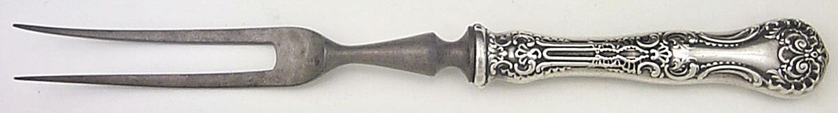 Pompadour (Sterling, 1895-1898) Small Steak Carving Fork with Stainless Prongs by Whiting Manf Co-1